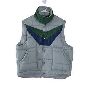 Vintage‎ Westwind Sportswear Puffer Vest Mens Sleeveless Quilted Green Blue M